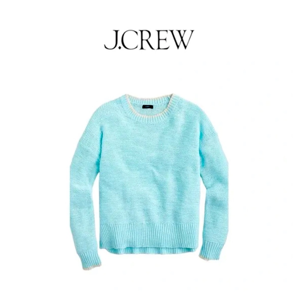 J.Crew Tipped Beach Sweater Turquoise Blue Size Medium